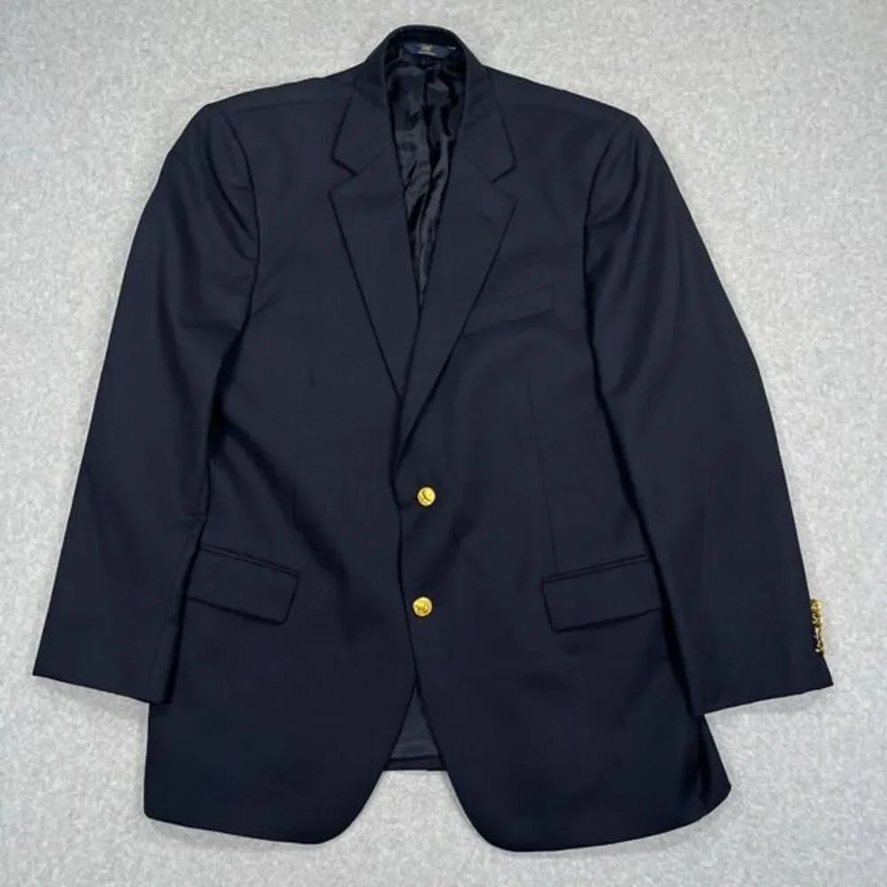 Brooks Brothers 346 Madison Fit Blazer Mens‎ 43R Wool Gold Buttons Sport Coat
